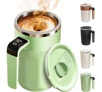 Tazza Intelligente con Mescolatura Automatica e Display della Temperatura in Tempo Reale, Tazza da Caffè Termica da Viaggio da 13.5oz, Ricaricabile USB-C, Miscelatore Portatile per Caffè (Verde)