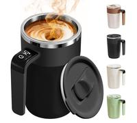 Tazza Intelligente con Mescolatura Automatica e Display della Temperatura in Tempo Reale, Tazza da Caffè Termica da Viaggio da 13.5oz, Ricaricabile USB-C, Miscelatore Portatile per Caffè (Nero)