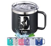 Tazza isolata personalizzata con logo iniziale nome testo 30 e 14 once, tazza in acciaio inossidabile personalizzata con coperchio, bicchiere isolato sottovuoto a doppia parete per caffè e tè Style03