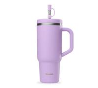 QWETCH Travel Cup - Quencher con cannuccia e manico 900 ml - 48h freddo / 12h fresco - Borraccia termica in acciaio riciclato - Tazza termica con tappo a vite (Lavanda, 900 ml)