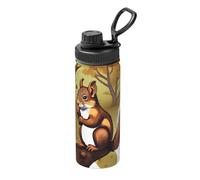 Tazza isolata sottovuoto con motivo scoiattolo che mangia noci, 510,3 g, adatta per alpinismo, campeggio, palestra, ufficio e uso quotidiano