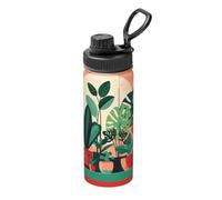 Tazza isolata sottovuoto con stampa di piante verdi in vaso da 510 ml, adatta per alpinismo, campeggio, palestra, ufficio e uso quotidiano