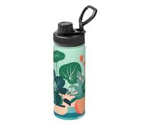 Tazza isolata sottovuoto con stampa di piante verdi in vaso da 510 ml, adatta per alpinismo, campeggio, palestra, ufficio e uso quotidiano