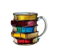 Tazza letteraria in stile retrò, dipinta a mano, a tema letterario, dipinta a mano, a forma di libro, tazza da caffè, per amanti della lettura, tazza per acqua e studio, Krf136 (giallo, 10 cm)