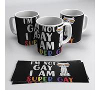 Tazza LGTBI + con frase: "I'm not gay, i'm SUPER GAY" Regalo gay | Ceramica 355ml