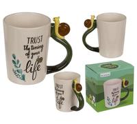 Tazza, lumaca -Trust the timing of your life, 11 x 8,5 cm, 300 ml, in gres, in confezione regalo