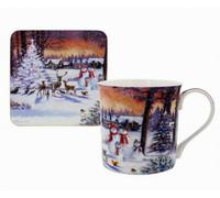 Tazza Magica Natalizia Sottobicchiere Set Due Pezzi Renne da Neve Animali Reg...
