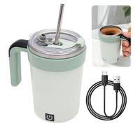 Tazza magnetica auto-commovente da 380 ml, con coperchio USB, intelligente, con indicatore di temperatura per caffè, latte, altre bevande (verde chiaro)