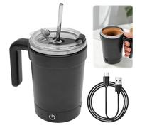Tazza magnetica auto-commovente da 380 ml, con coperchio USB, intelligente, con indicatore di temperatura per caffè, latte, altre bevande (nero)