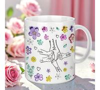 Tazza Mamma Personalizzata, Festa della Mamma Tazza Caffè 2D Fiori con Nomi dei Bambini, Miglior Regalo da Figlia e Figlio - Tieni le Nostre Mani e i Nostri Cuori