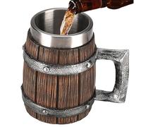 Tazza medievale - Tazza da birra in barile imitazione di legno | Tazza da boccale di birra in legno da 600 ml da uomo | Barile antico da uomo, tazza tankard per la decorazione di festa, regalo in