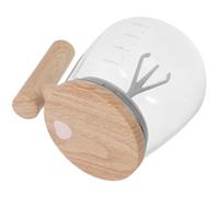 Tazza Mescolatrice Automatica e Coperchio Manico in Vetro 400ml | Legno e Vetro, Funzionamento a Batteria 2 Aaa, per Caffè in Polvere e Succo, Uso Ufficio e Viaggio
