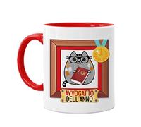 Tazza mug 11 oz color rossa Premio Avvogatto dell'anno, gatto avvocato divertente, idea regalo laurea legge giurisprudenza!
