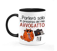Tazza mug 11 oz Parlerò solo in presenza del mio avvogatto, gatto avvocato divertente, idea regalo per lui e per lei! Laurea giurisprudenza, legge, gatti, gattini divertenti kawaii! Nera!