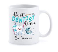 Tazza Mug Best Dentist Ever Tazza da caffè Lavabile Tazzas in Ceramica Personalizzata Tazzas da tè per Ufficio Lavori Compleanno 330 Ml