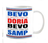 Tazza Mug Colazione compatibile con Sampdoria personalizzabile Bevo Canto Doria bianco Calcio Genova Blucerchiata Utilizzabile come originale Porta penne matite da scrivania