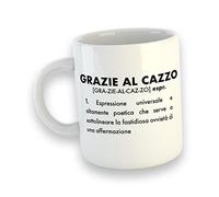 Tazza Mug GRAZIE AL CAZZO DESCRIZIONE Colazione Idee Regali Originali e Divertenti Festa Compleanno Tumblr Frasi Simpatiche Ironia Divertente Buona Giornata Humor Funny Ovvio Detti Espressioni Poesia