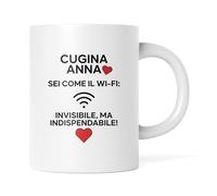 Tazza mug in ceramica regalo famiglia "Sei come il Wi-FI" personalizzabile stampa personalizzata colazione the latte Perfetto per moglie marito nonna nonno zio zia fratello cugino cugina figlio figlia