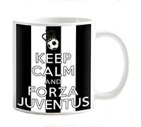 Tazza Mug personalizzabile Keep Calm e Forza BIANCONERI con corona e pallone fantasia strisce Compatibile per il tifoso bianconero