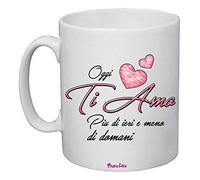 Tazza Mug Ti Amo più di Ieri - 8x10 cm - Ceramica - Decorata - Regalo per Coppie - Collezione Amore