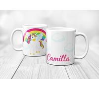 Tazza mug Unicorno arcobaleno per bambine in ceramica personalizzabile con nome