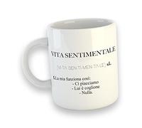 Tazza Mug VITA SENTIMENTALE DESCRIZIONE Colazione Idee Regali Originali e Divertenti Festa Compleanno Tumblr Frasi Simpatiche Ironia Divertente Buona Giornata Humor Donna Casi Umani Relazioni Crush