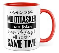 Tazza multitasking regalo I am a great multitasker I can listen ignore & forget all at the same time, tazza da caffè sarcasmo umorismo lavoro, idea regalo ufficio caffè tazza fidanzata