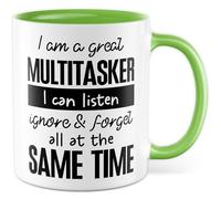 Tazza multitasking regalo I am a great multitasker I can listen ignore & forget all at the same time, tazza da caffè sarcasmo umorismo lavoro, idea regalo ufficio caffè tazza fidanzata