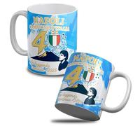 Tazza Napoli Campioni d’Italia 2025 4º Quarto Scudetto Quarta Stella Idea Regalo Tifoso Azzurro Ceramica Bianca con Grafiche Esclusive Personalizzata per Colazione, Calcio (Tifoso Napoli Design 02)