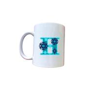 Tazza natalizia in ceramica con motivo natalizio con fiocchi di neve, perfetta per regali di festa, tazza con scritta "Merry Design", 330 ml, regalo per gli amanti della cioccolata calda, del tè e del