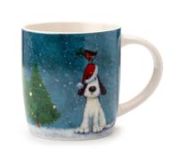 Tazza Natalizia in Porcellana - Cane e Pettirosso - Jan Pashley