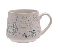 Tazza natalizia Winnie The Pooh, in gres porcellanato bianco, con stampa della foresta festiva, decorazioni a forma di stella argentata