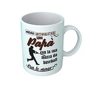 Tazza Papà Baseball Mai Sottovalutare Un Papà con la sua mazza da Baseball tra le mani Baseball Papà Tazze Gadget Padre Tazza Festa del Papà Idea Regalo