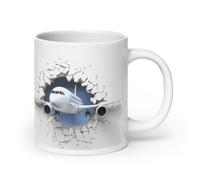 Tazza per aviazione | Design 3D dell'aereo che rompe la parete | Tazza con illustrazione aerea | Tazza per piloti aerei | Tazza per gli amanti dell'aviazione | Tazza con disegno 3D di aereo | Tazza