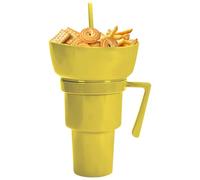 Tazza per bevande e snack, tazza per bevande con ciotola per snack sulla parte superiore, contenitore per alimenti per bevande, per latte, tè, succo, caramelle, patatine, popcorn, frutta, scuola