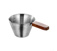 Tazza per caffè espresso in acciaio inossidabile con in legno, beccuccio doppio per caffè preciso, misura 30 ml, uso per barista (argento)