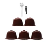 Tazza per capsule di caffè espresso da 5 pezzi, tazza con filtro per capsule di caffè riutilizzabili, capsule di caffè ricaricabili con filtro a rete integrato integrato per Dolce Gusto Marrone