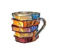 Tazza per cereali da colazione, stile retrò, 3D, colorata, design a libro, per birra, accessori da cucina, comoda impugnatura, tazze per amanti dei libri, bibliotecari, lettori e scrittori
