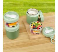 Tazza per cereali, yogurt, da 530 ml + 330 ml, con coperchio cucchiaio, piccolo, contenitore per il pane, per la colazione, per il pranzo, per lo yogurt, per la colazione, per lo yogurt, insalata rice