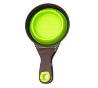 Tazza per cibo portatile per animali domestici, pieghevole TPR 2 in 1 paletta e ciotola con clip di tenuta, per cani e gatti, cibo per acqua, viaggi, salvaspazio, verde, S