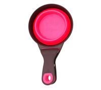 Tazza per cibo portatile per animali domestici, pieghevole TPR 2 in 1 paletta e ciotola con clip di tenuta, per cibo per cani e gatti, acqua, viaggi, salvaspazio, rosa, L
