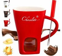 Tazza per fonduta di cioccolato 2026 con forchette, tazza per fonduta di cioccolato, scalda burro in ceramica, tazza per fonduta personale, riscaldata con tealight, tazza più calda per caramelle e