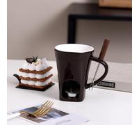 Tazza Per Fonduta Di Cioccolato，Fonduta Cioccolato，Le Mini Coppette Per Fonduta Di Cioccolato Sono Dotate Di Forchetta E Sono Perfette Per Servire Formaggio, Caramello E Cioccolato Fondente. (nero)