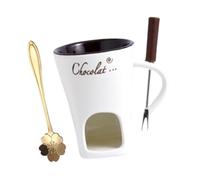 Tazza per fonduta di cioccolato fonduta e cioccolato per la casa, anniversario, gelato, tazza calda, bianca, 11 x 8,3 cm
