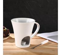 Tazza per fonduta in ceramica con forchetta Tazza per sciogliere il