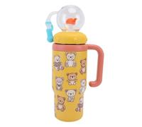 Tazza per Fontana Balena per Bambini con Manico per Bere Direttamente, Materiale Sicuro in Plastica e Acciaio Inossidabile, Bottiglia D'acqua Portatile per Bambini (YELLOW)