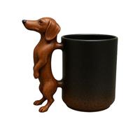 Tazza per gli amanti dei cani, con manico in resina 3D e manico a forma di bassotto, tazza artistica per cuccioli, adorabile decorazione da tavolo per feste, riunioni di amici, feste