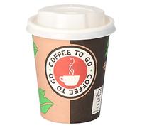 Tazza per il caffè 200 pezzi 200 ml, Coffee to go, bicchieri di carta 0,2 lt, bicchieri per cappuccino, tazza con coperchio bianco con apertura per bere