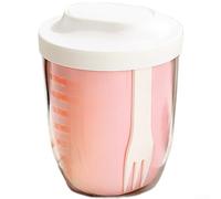 Tazza per insalata, 650 ml, contenitore portatile per frutta con forchetta, design drenante a doppio strato, coperchio a prova di perdite, in plastica PP e AS, per ufficio e viaggi (rosa)