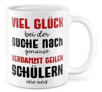 Tazza per insegnanti con scritta - Regalo Buona fortuna nella ricerca di studenti tanto dannati quanto noi - Tazza da caffè 330 ml in ceramica - Scuola classe addio, collega, tazza da caffè